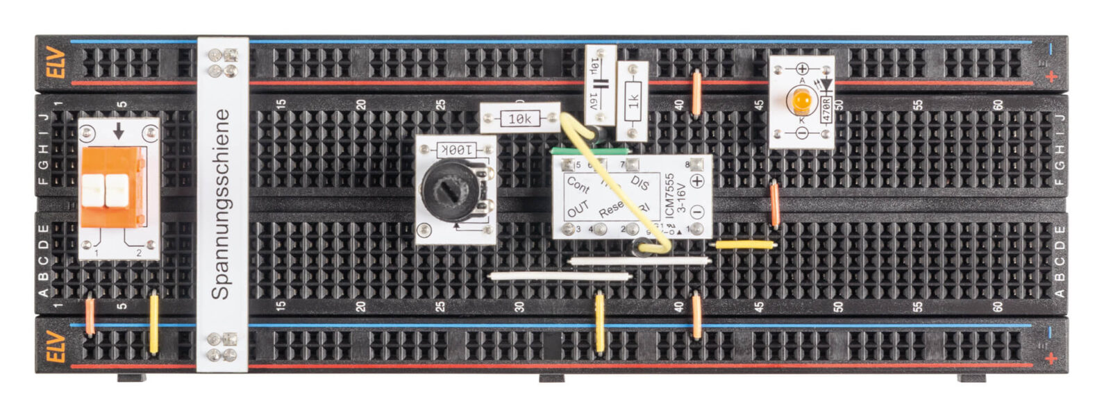 Bild 13: Oszillatorschaltung, aufgebaut auf einem Breadboard