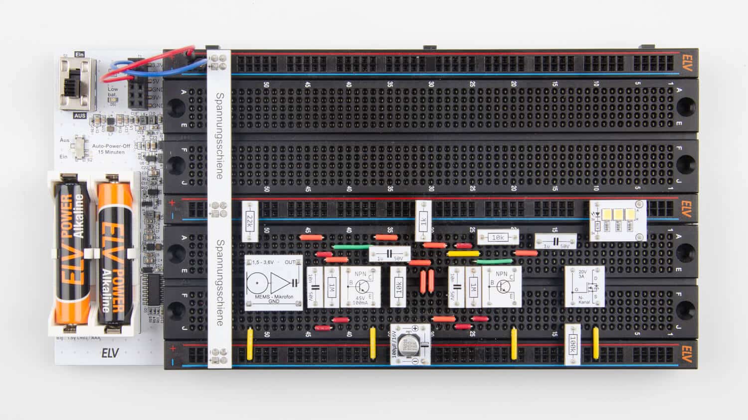 Bild 15. Lichtorgel, aufgebaut auf dem Experimentierboard EXSB-Midi