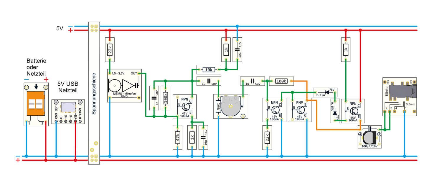 Bild 16: Verdrahtungsplan für den Mikrofonverstärker