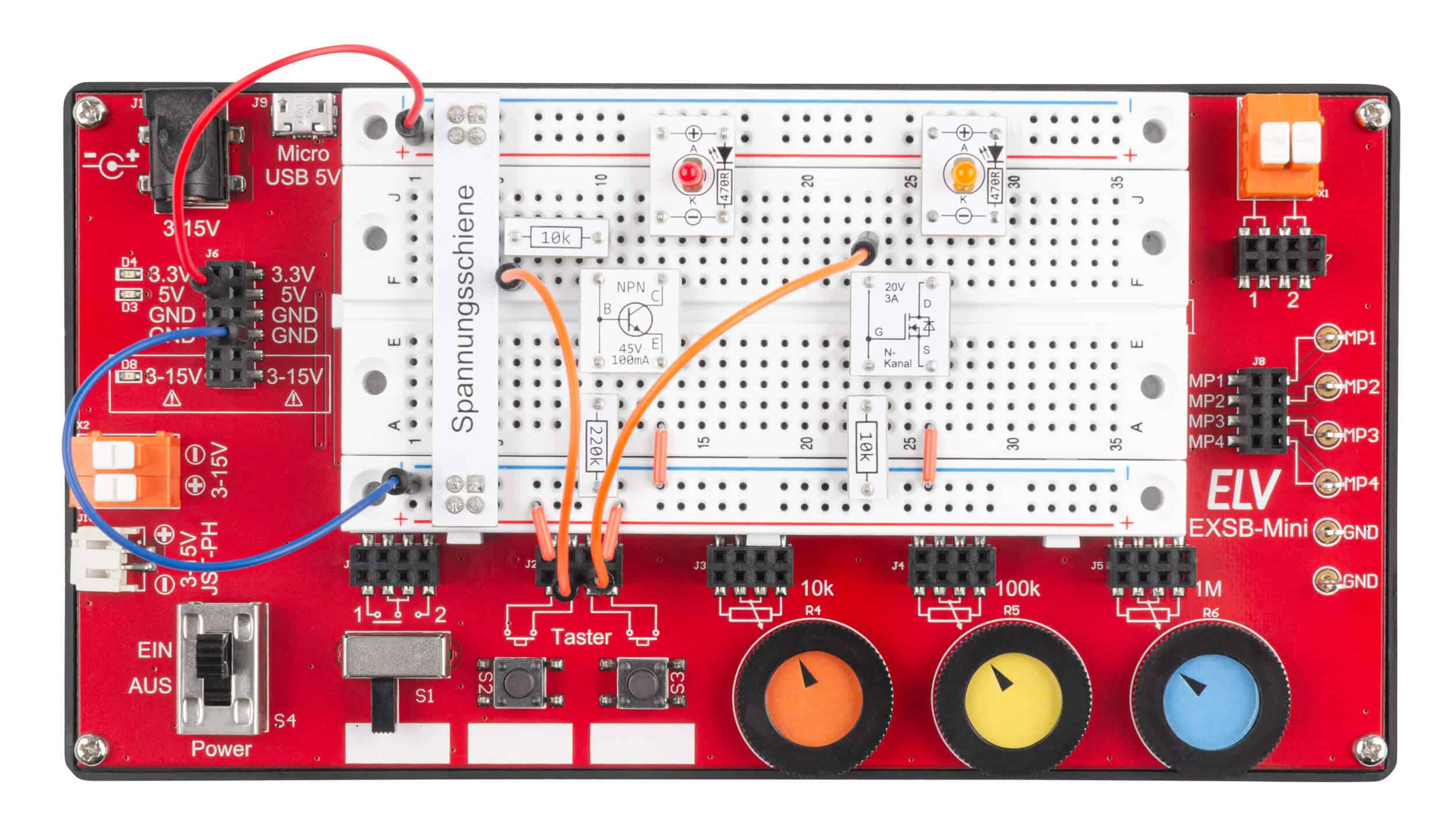 Bild 17: Aufbau der Transistorgrundschaltungen auf einem EXSB-Mini