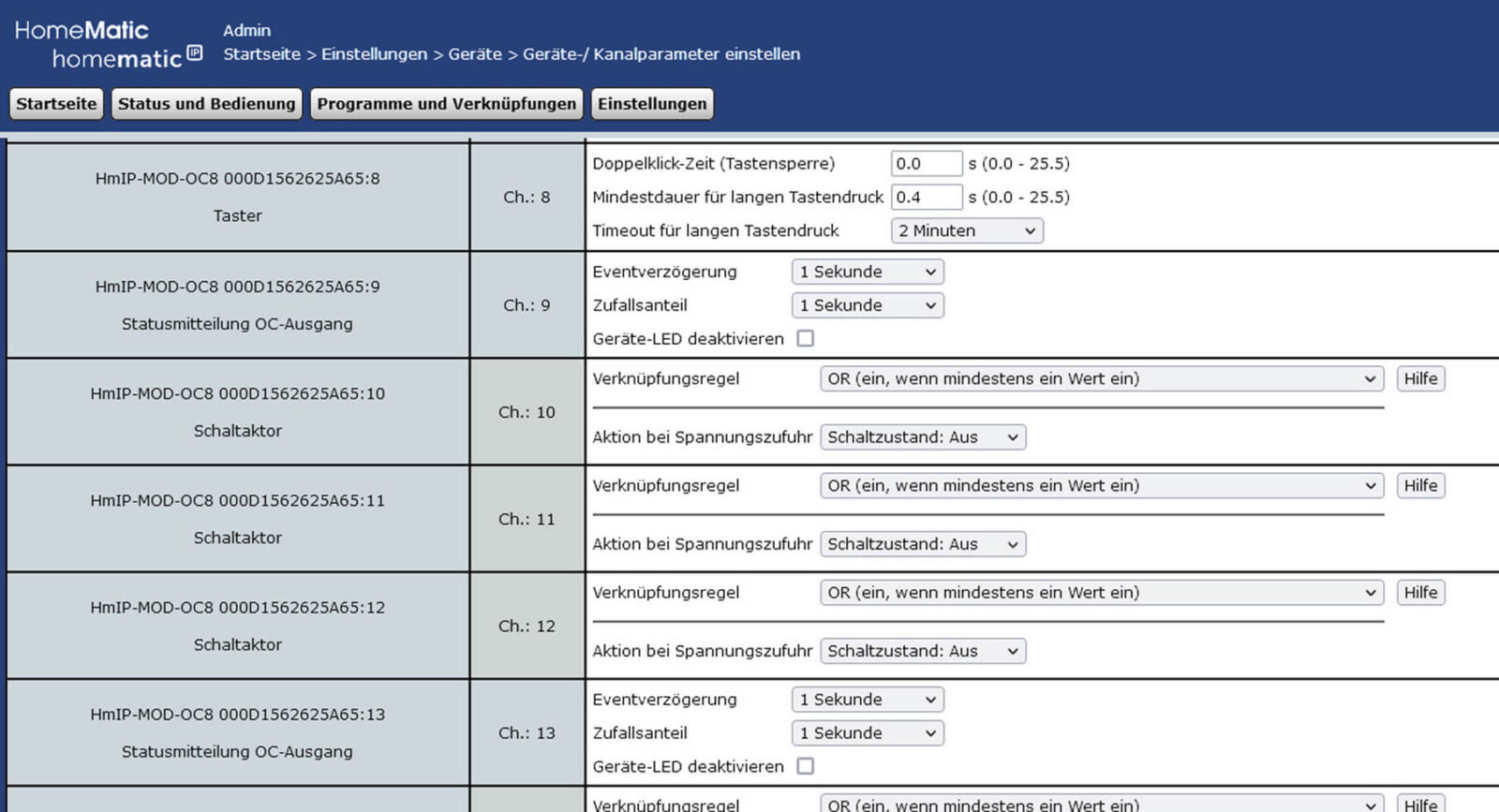 Bild 17: Nutzung der virtuellen Aktorkanäle