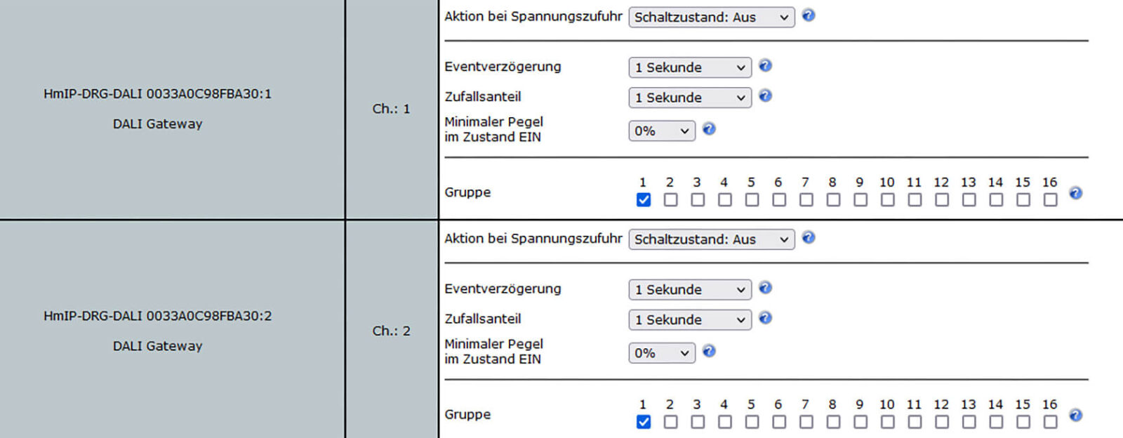 Bild 17: Konfiguration des DALI-Gateways an der CCU3