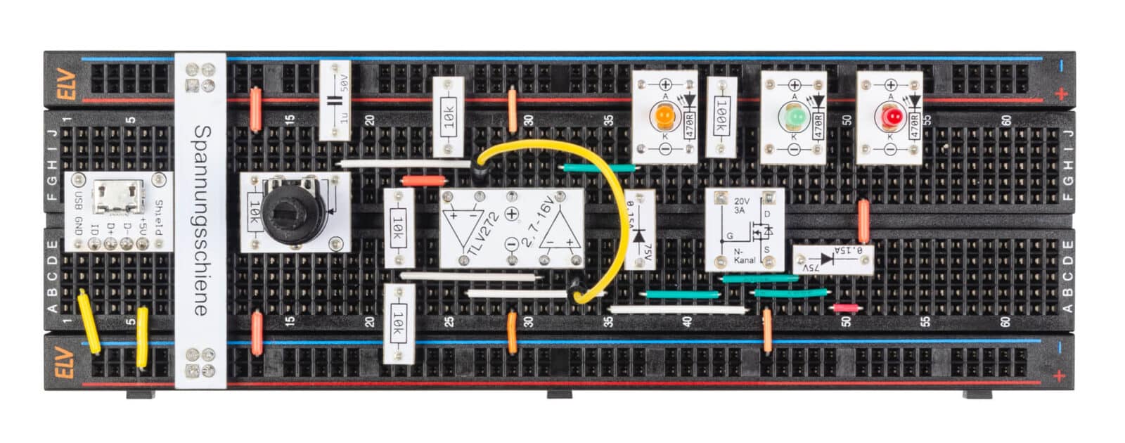 Bild 18: Steckboardaufbau des Fensterkomparators