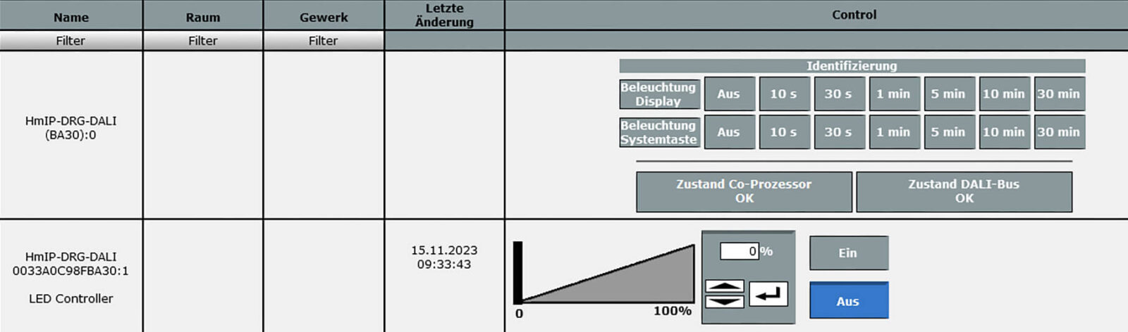 Bild 18: Bedienung der DALI-Leuchten an der CCU3