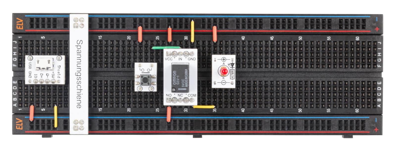 Bild 19: Aufbau der Relais-Testschaltung auf einem Steckboard