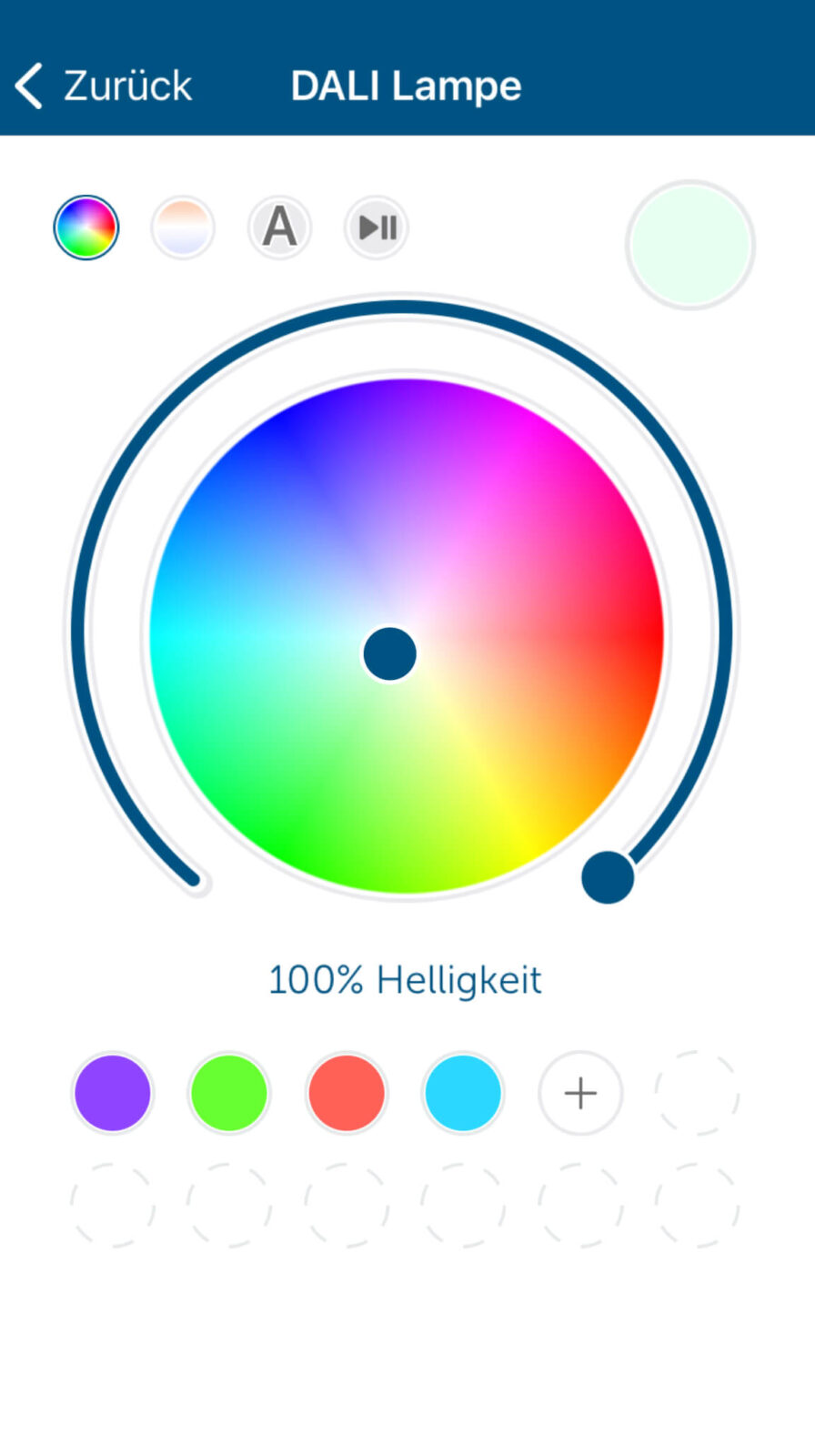 Bild 19: Konfiguration und Bedienung des DALI-Gateways bzw. der Leuchten in der HmIP-App