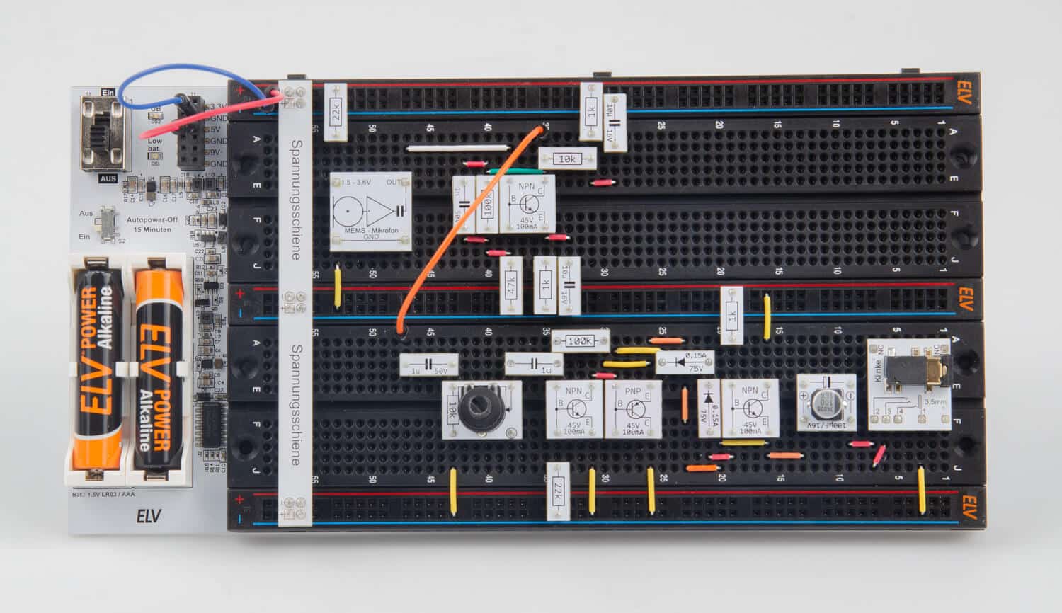 Bild 20: Mikrofonverstärker aufgebaut auf dem Experimentierboard EXSB-Midi