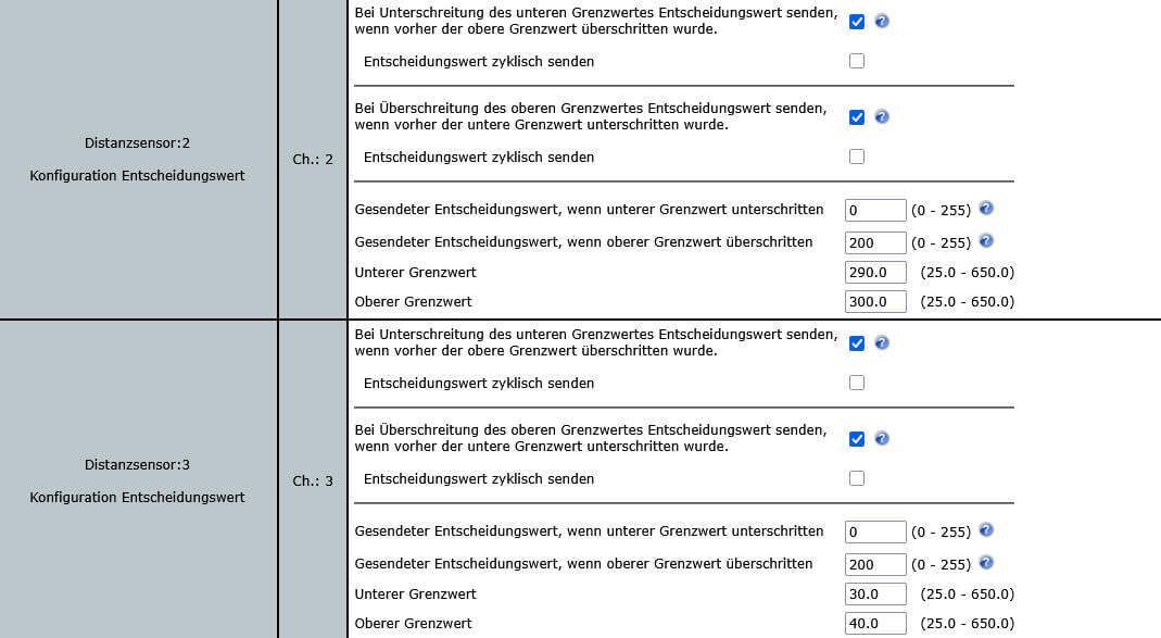Bild 20: Senden von Telegrammen bei Unter- oder Überschreitung von Grenzwerten aktivieren