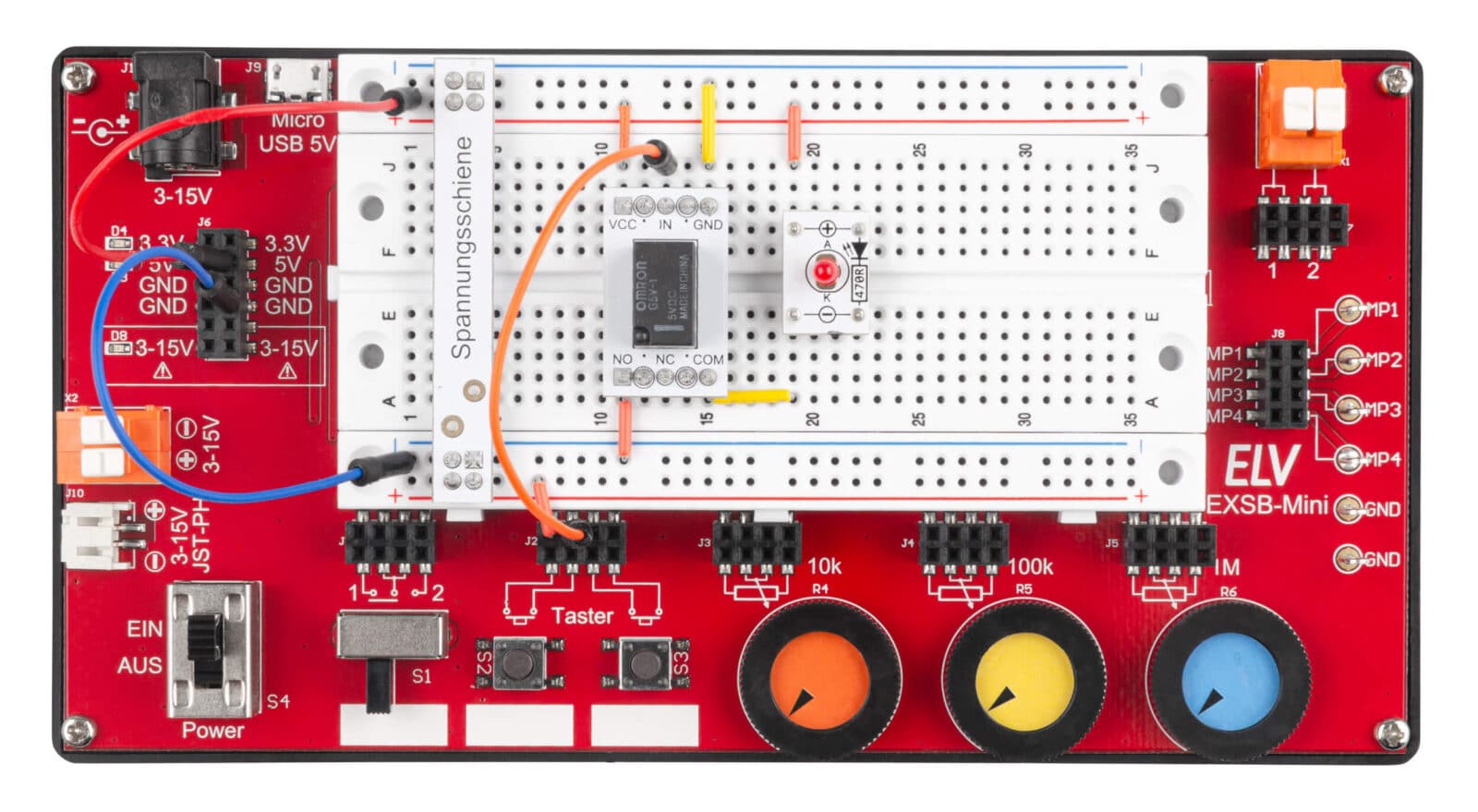 Bild 20: Aufbau der Relais-Testschaltung auf einem EXSB-Mini