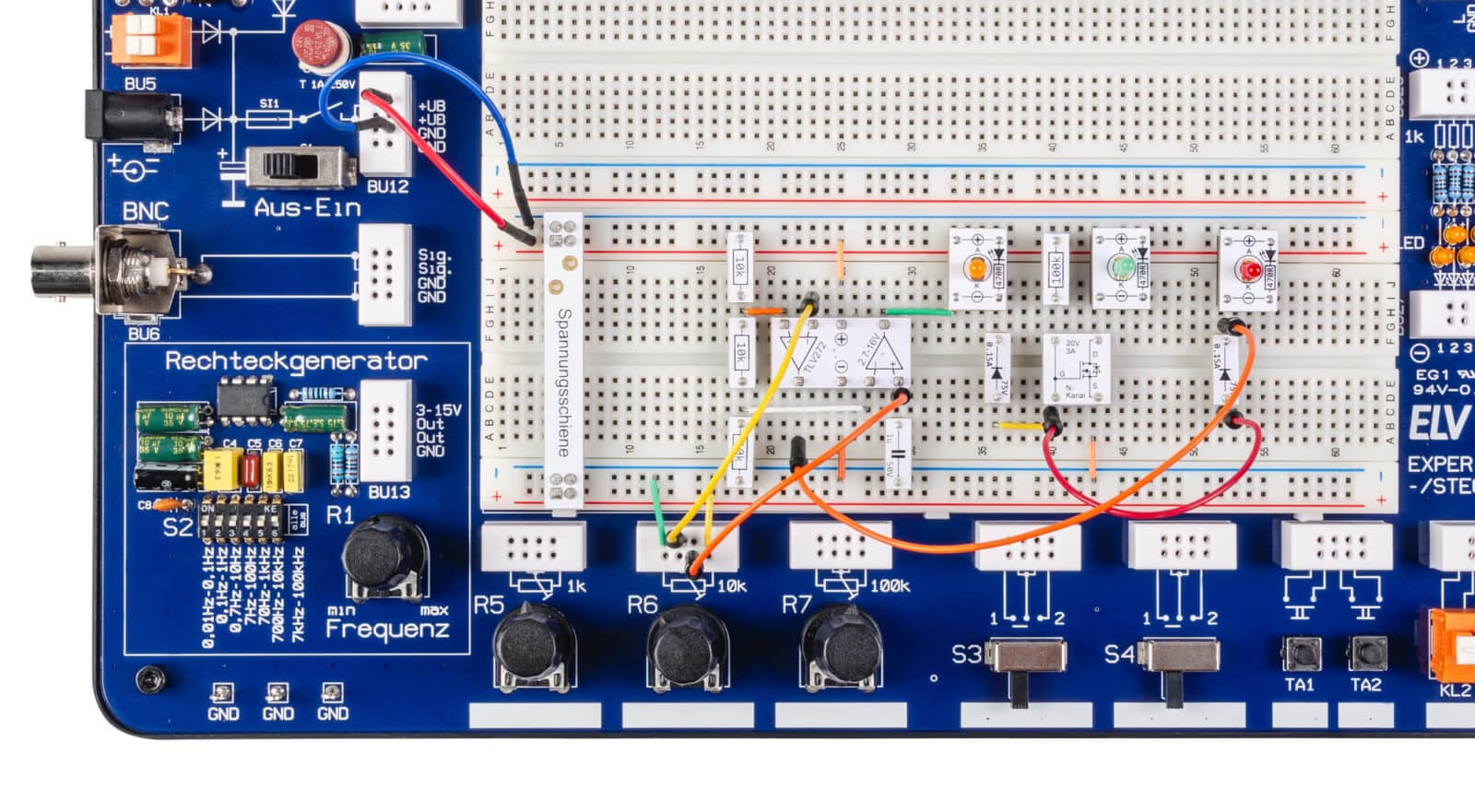Bild 20: Steckboardaufbau des Fensterkomparator dem EXSB1