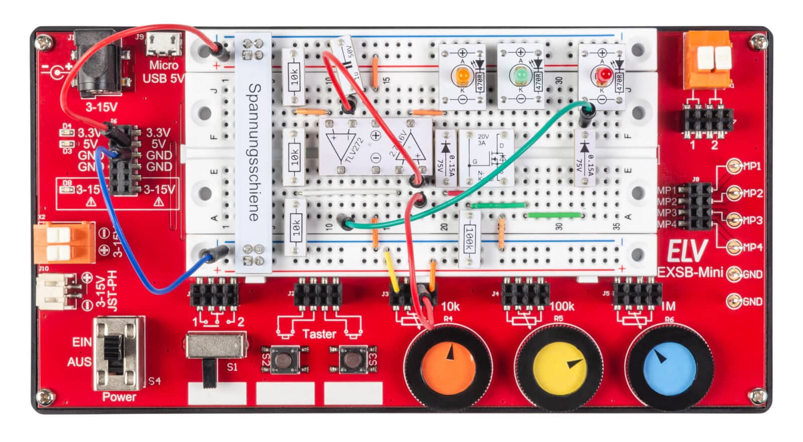 Bild 21: Steckboardaufbau des Fensterkomparator auf dem EXSB-Mini
