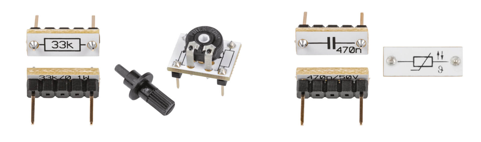 Bild 23: Widerstand, Potentiometer, Kondensator und NTC-Widerstand
