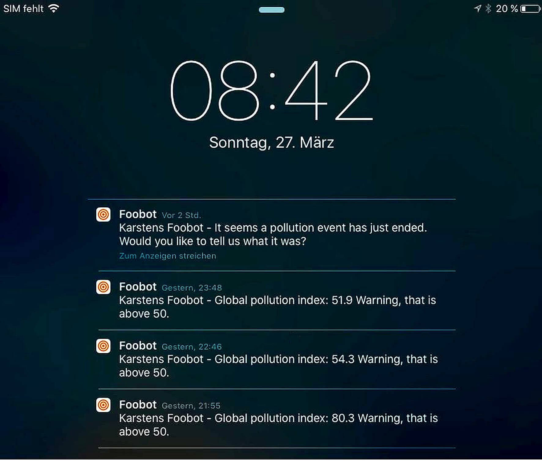 Kommunikation Foobot-Cloudserver mit Foobot-Besitzer