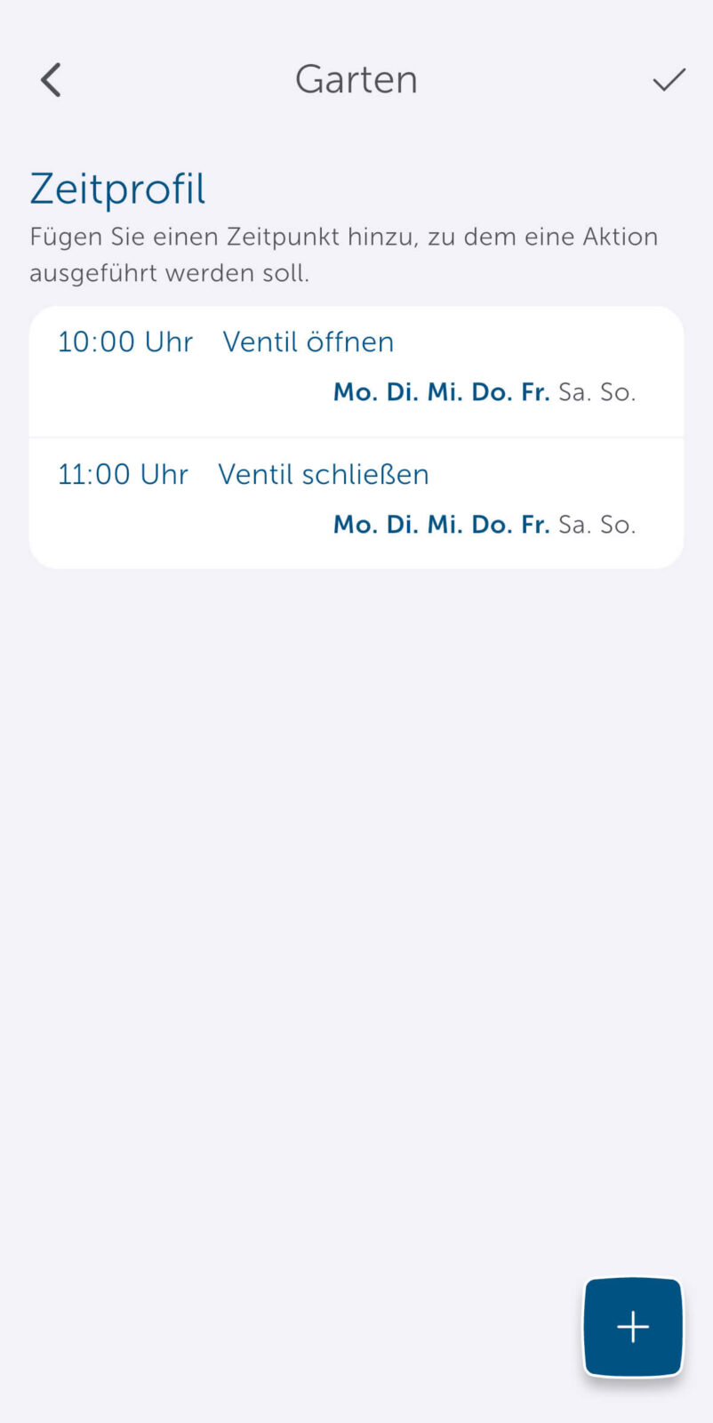 Bild 29: Zeitprofil von einer Stunde für eine automatische Bewässerung