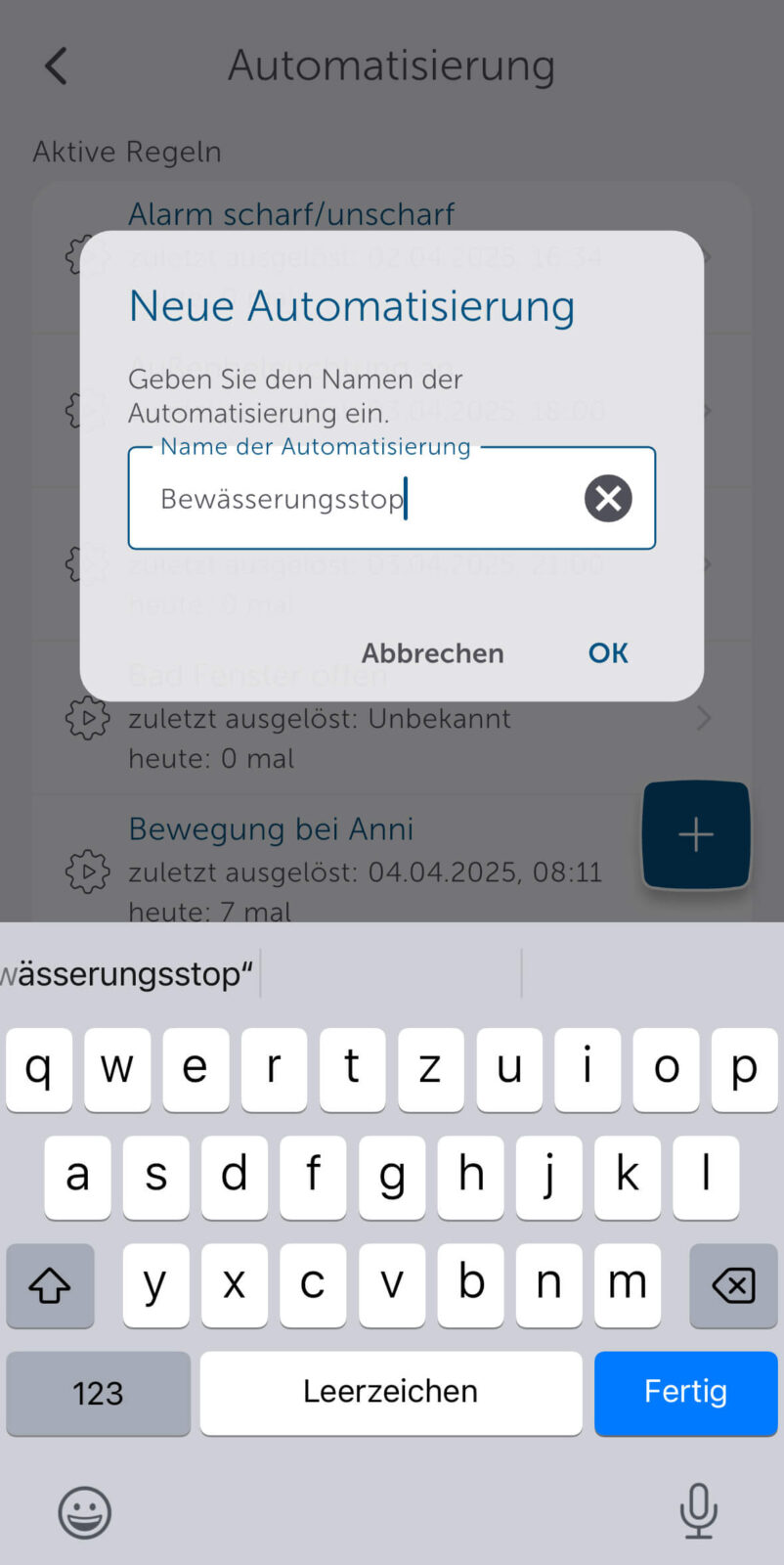 Bild 30: Name für eine Automatisierungsregel eingeben
