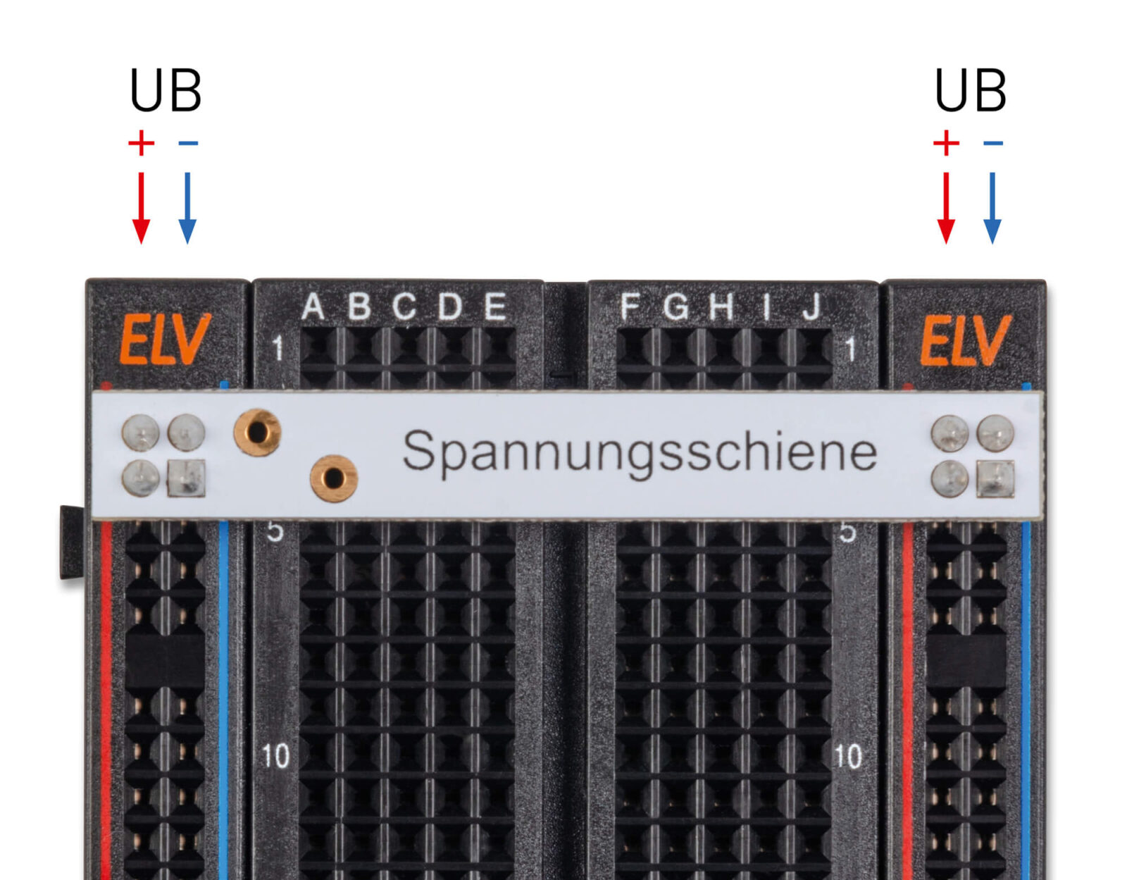 Bild 31: Die Spannungsschiene verbindet die internen Spannungslinien auf dem Steckboard.