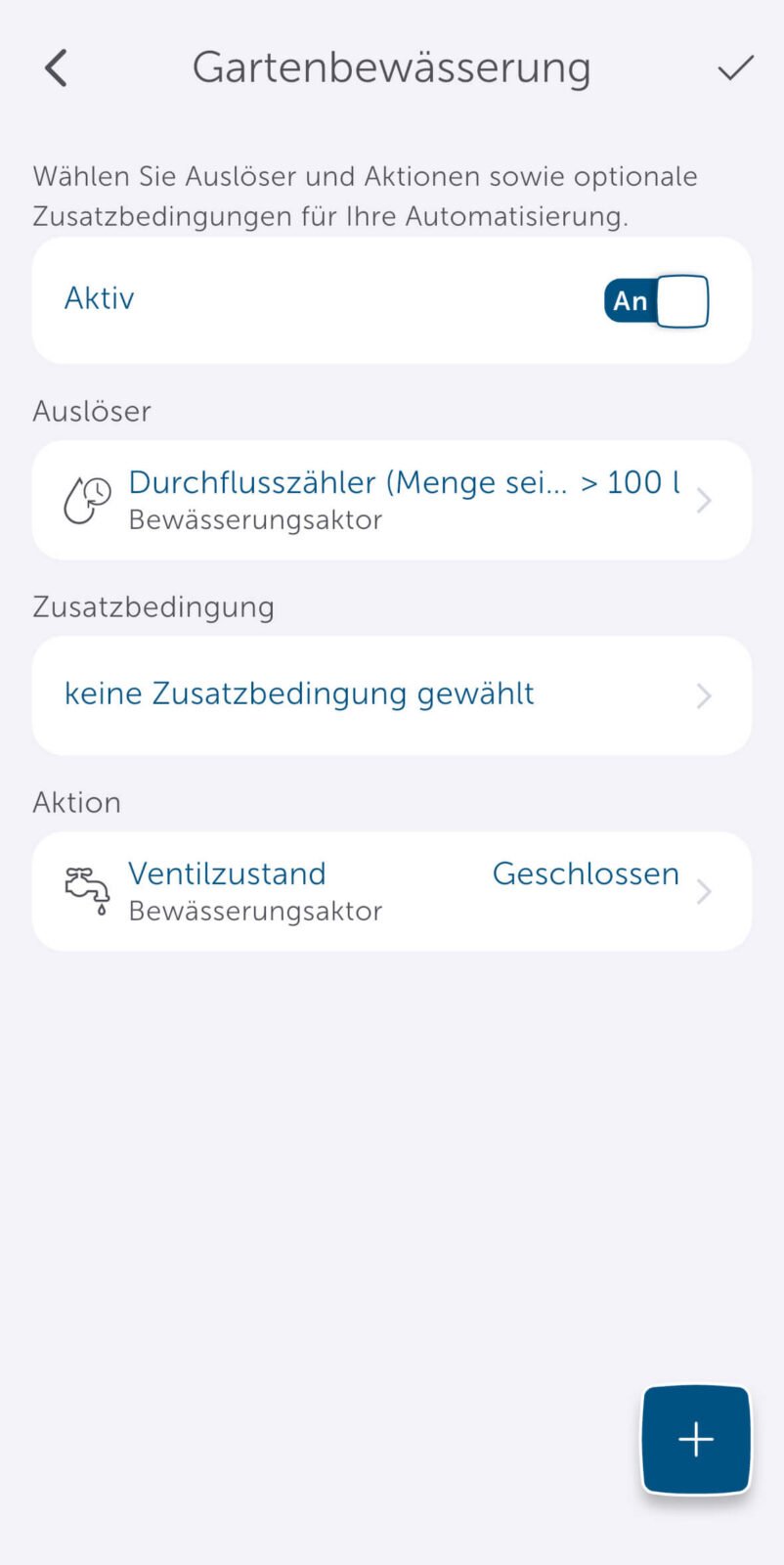 Bild 31: Automatisierungsregel mit Bewässerungsmenge