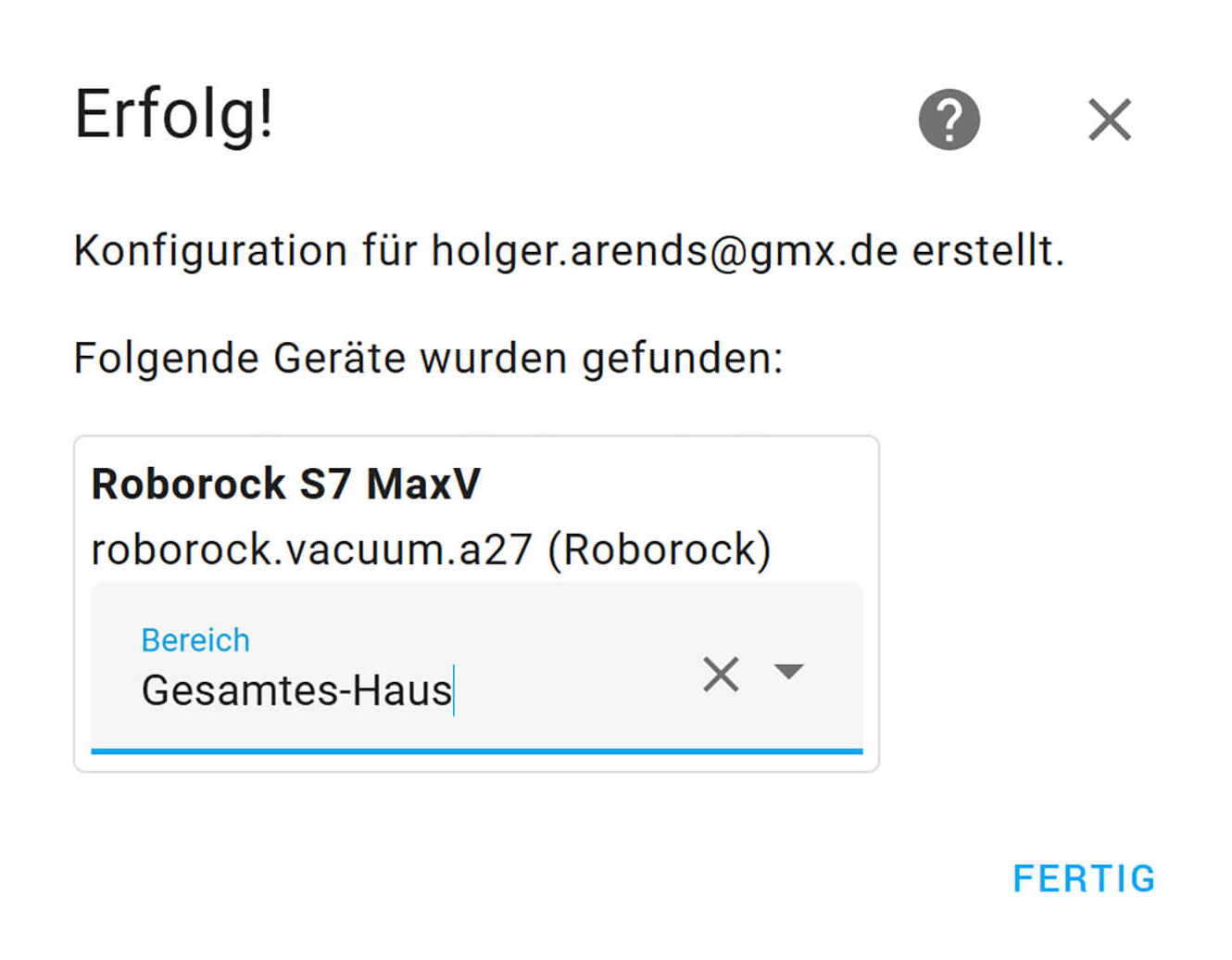Bild 32: Saugroboter einem Bereich zuordnen