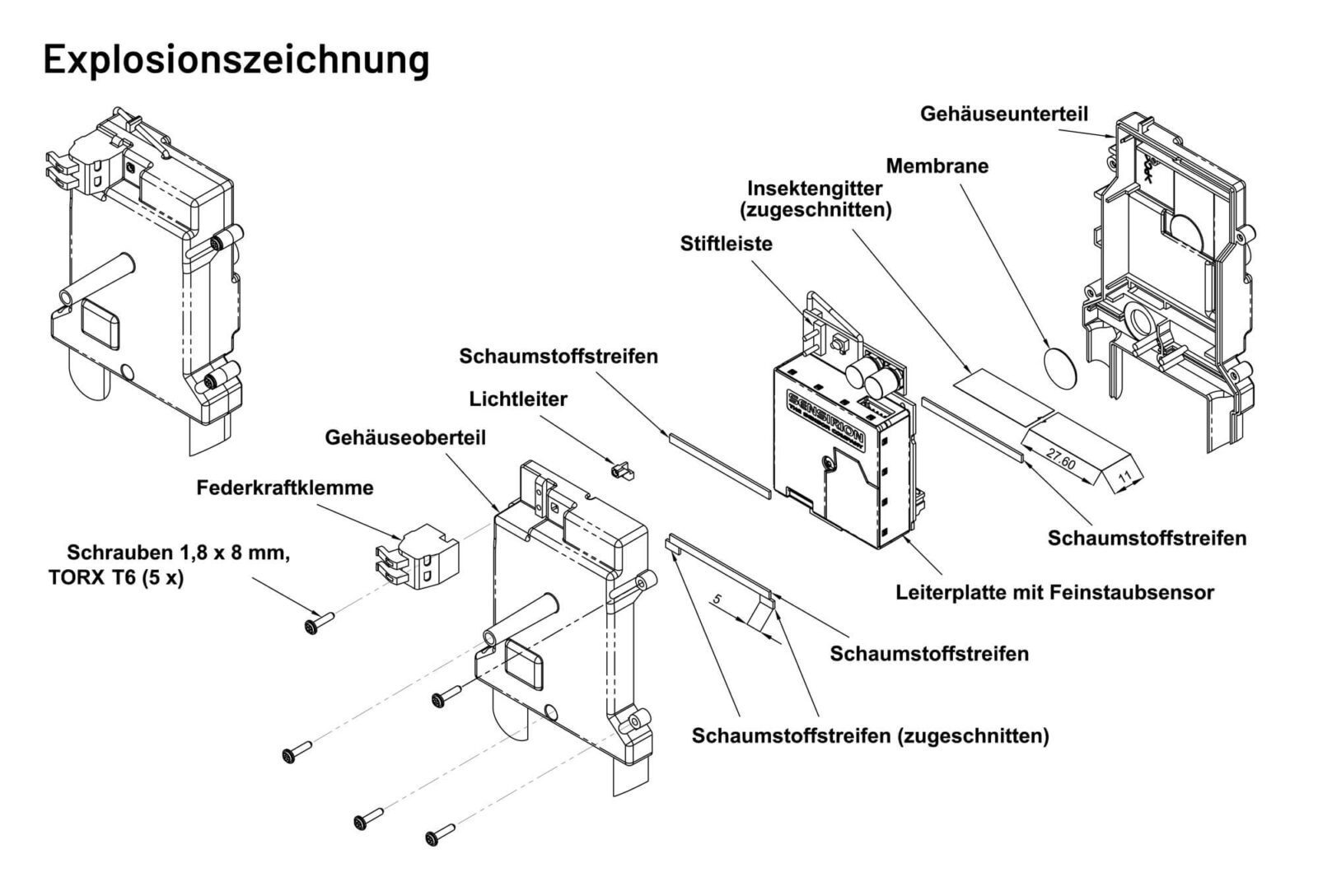 Explosionszeichnung des HmIP-SFD
