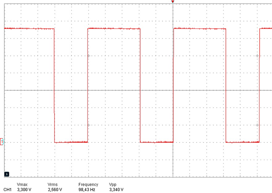 Bild 11: Oszilloskop-Ansicht des PWM-Signals bei mittlerer Leistung.