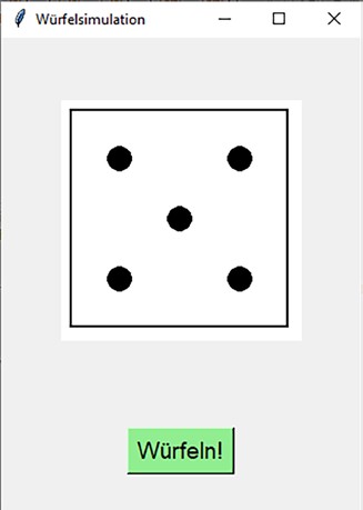 Bild 4: Grafische Simulation eines Spielwürfels mit Tkinter.