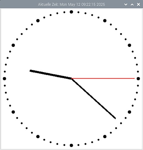 Bild 6: Eine quasi-analoge Uhr, dynamisch aktualisiert mit Tkinter und dem time-Modul.