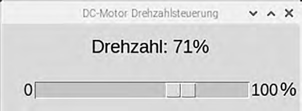 Bild 9: GUI zur Steuerung der Motordrehzahl über einen Schieberegler.