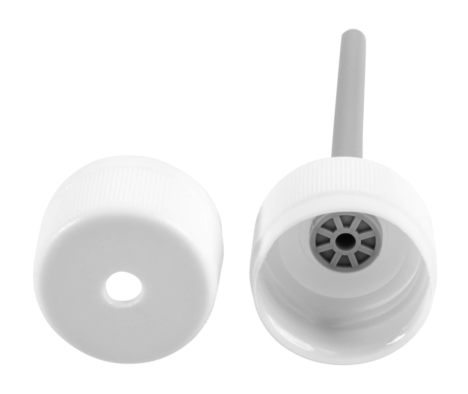 Schritt 3: Der Antennenkopf (grau) wird durch das Loch geführt, bis die Lippe einrastet.