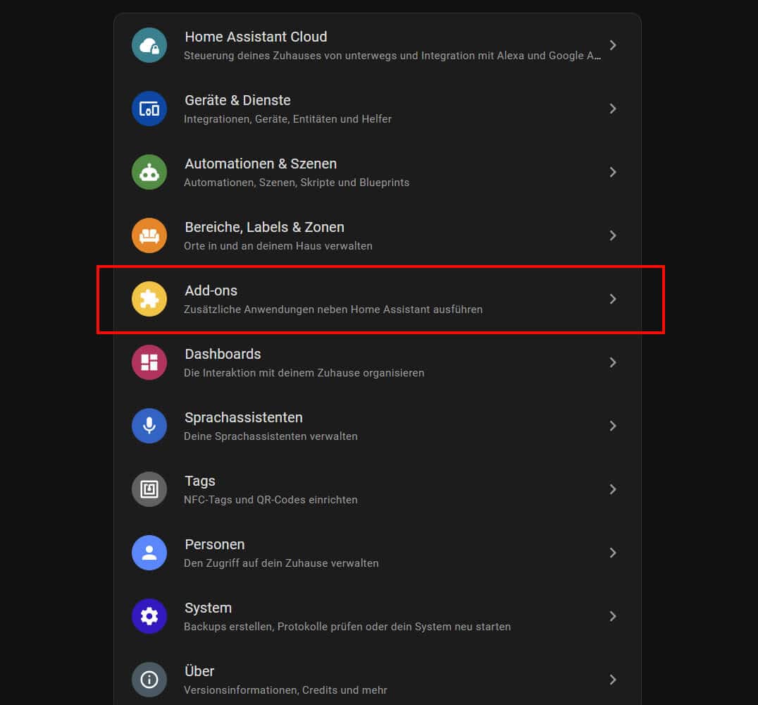 2. Gehen Sie auf „Einstellungen“ → „Add-ons" und dann unten links auf „Add-on Store".