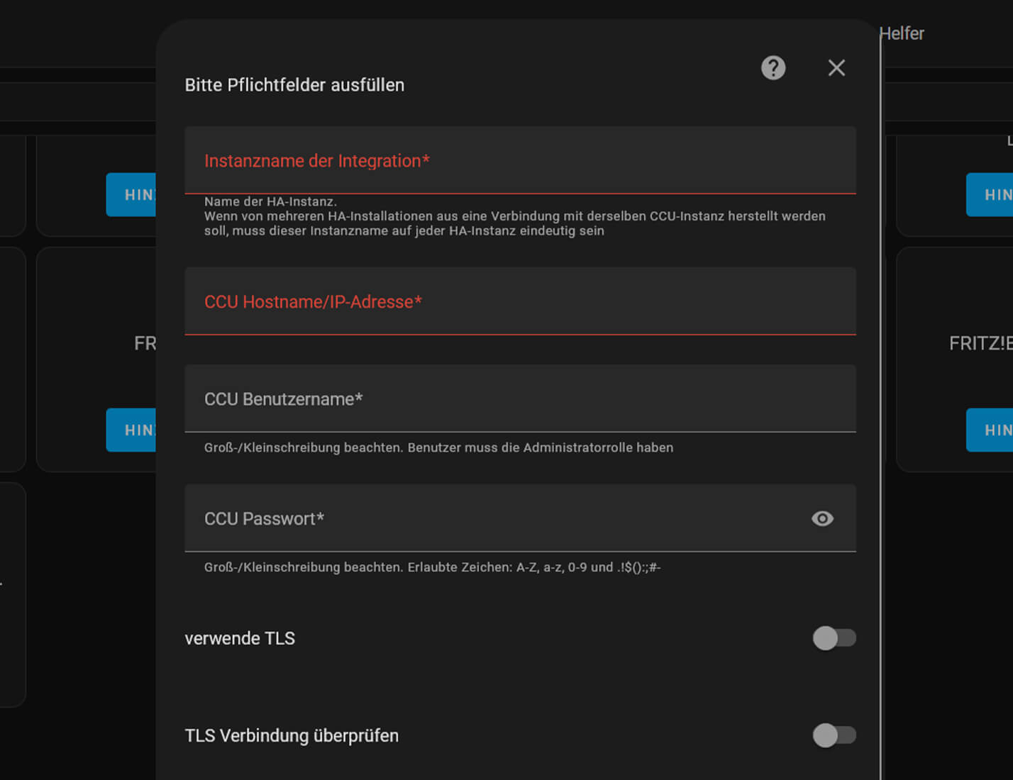 Bild 7: Anmeldedaten der CCU3 und IP-Adresse angeben